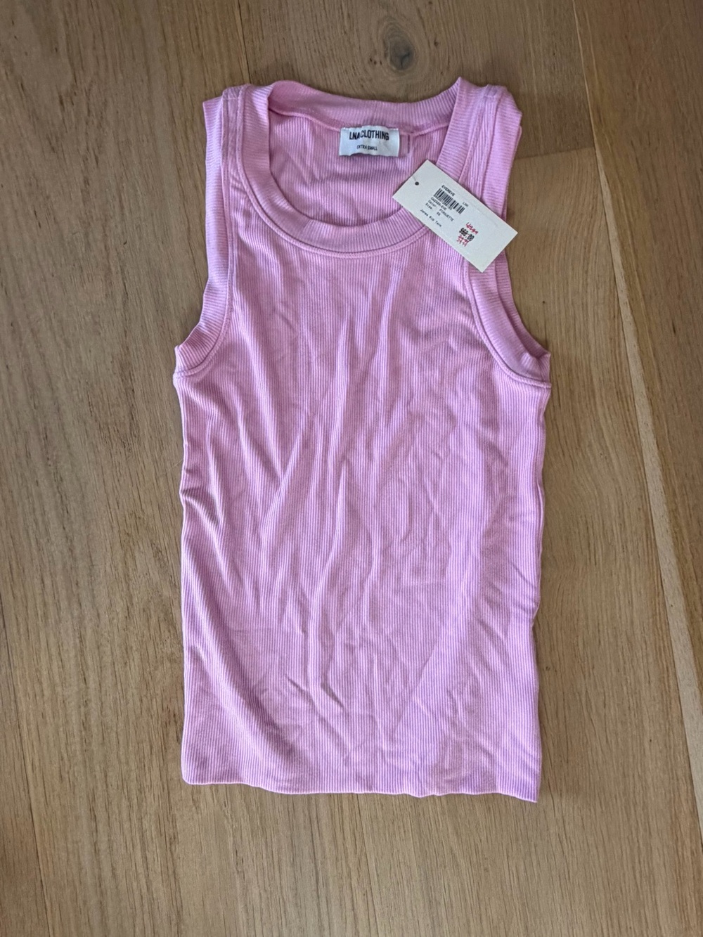 Evereve LNA Pink Ribbed Tank Top